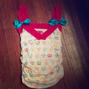 Dirty Addiction top with fleur de lis and diamonds