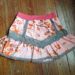 Urban outfitters floral skirt with lace