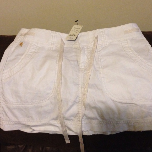 Express White with gold trim Mini Skirt