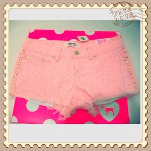 Victoria's Secret cheetah shorts gold studs