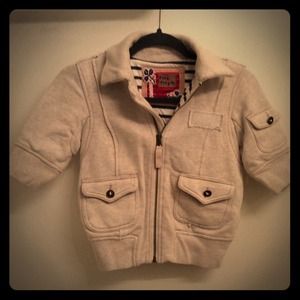 cream short sleeve Free People zip up sweatshirt