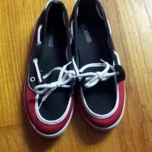 Red, white and blue boat shoes