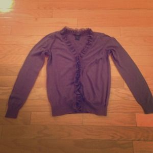Lavender ruffle cardigan.