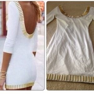 Beaded white low back dress