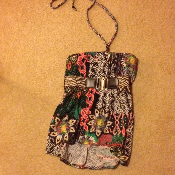 Aztec print halter top.