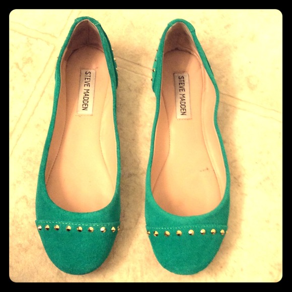 Green studded flats by Steve Madden