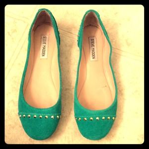 Green studded flats by Steve Madden