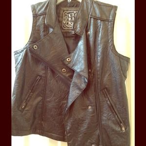 Black leather vest