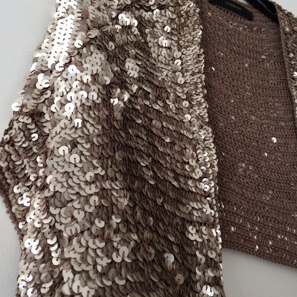 ππHOST PICK ππ Champagne Gold Sequin Shrug - Picture 2 of 4