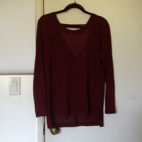 ❌SOLD❌New back cut out burgundy knitted sweater - Picture 3 of 4