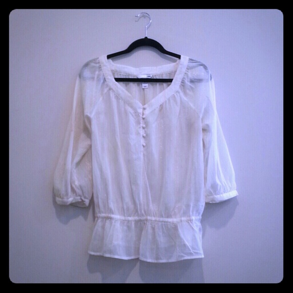 Sheer Cream and Metallic Gold Blouse