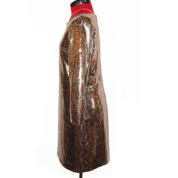 TAHARI Ezra Golden Sequin Python Shift Dress - Picture 3 of 4