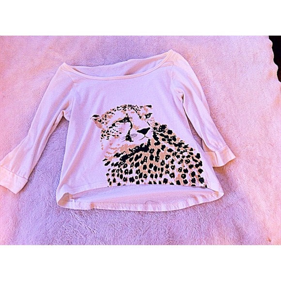 Charlotte Russe Cream Hi-low 3/4 Sleeve Shirt