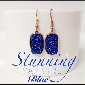 Stunning Sapphire Blue Druzy Quartz Earrings