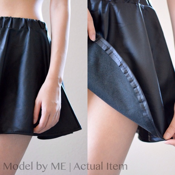 Leather look warm lining skirt - Picture 2 of 3