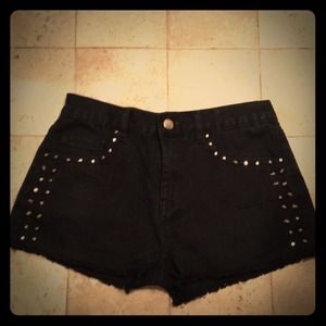 *High-Wasted Studded Shorts*