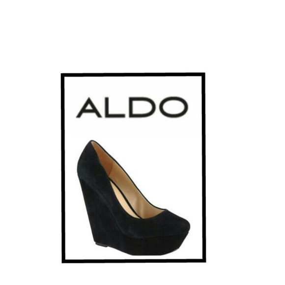 NEW ALDO black suede wedges