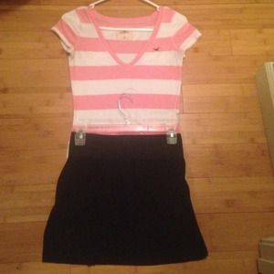 Hollister shirt & black skirt