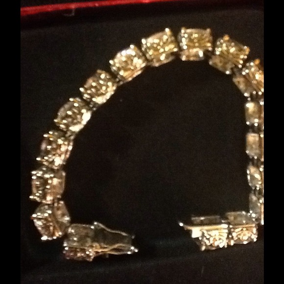 Designer Style Silver Gold CZ Crystal Bracelet - Picture 2 of 5