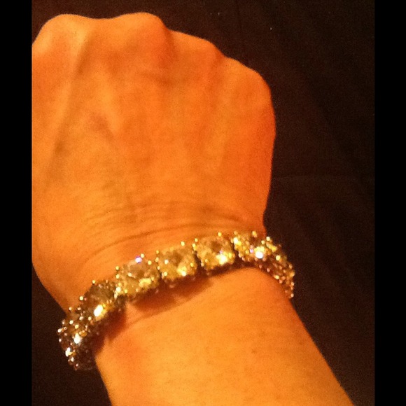 Designer Style Silver Gold CZ Crystal Bracelet - Picture 4 of 5