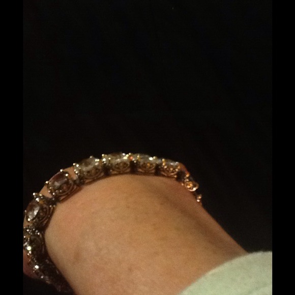 Designer Style Silver Gold CZ Crystal Bracelet - Picture 5 of 5