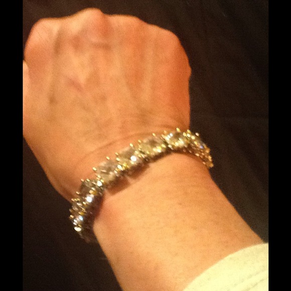 Designer Style Silver Gold CZ Crystal Bracelet - Picture 3 of 5