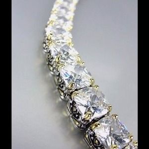 Designer Style Silver Gold CZ Crystal Bracelet