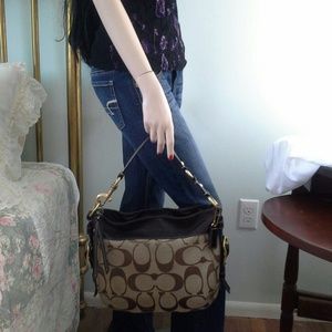 **REDUCED!**Coach Zoe Khaki Brown Hobo Tote Bag