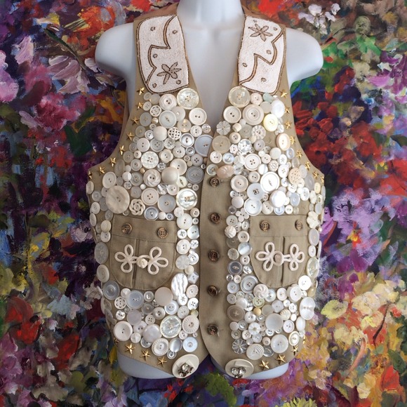Folk art hand beaded vest