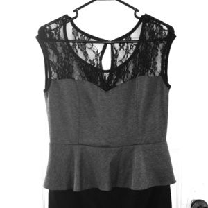 Grey & black Peplum Dress