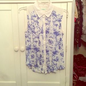 Sheer in back trendy button down