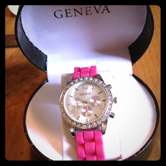 Hot pink Geneva watch