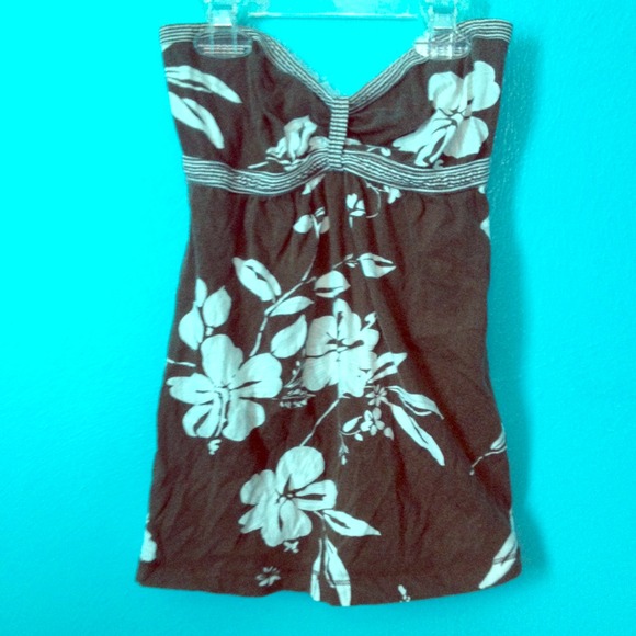 Brown tube top w/ white flowers, Hollister medium
