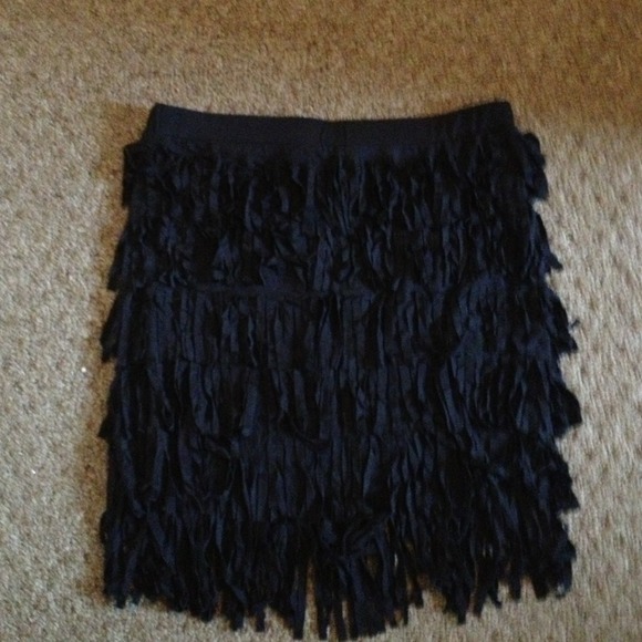 Black fringe skirt xs