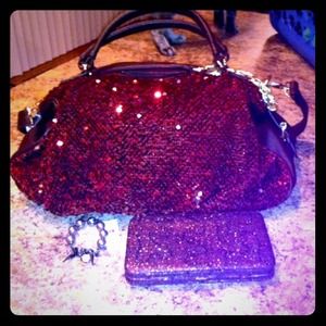 Charming Charlie sequin bag and Wallet