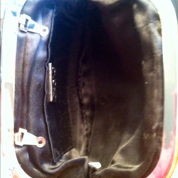 Black Ruffled CASHE Clutch, With Rhinestone Decor - Picture 3 of 4