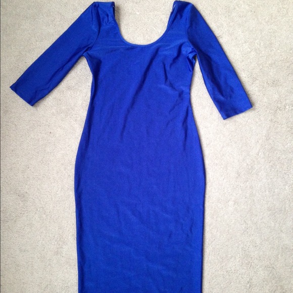 Vibrant Knee Length Blue Dress