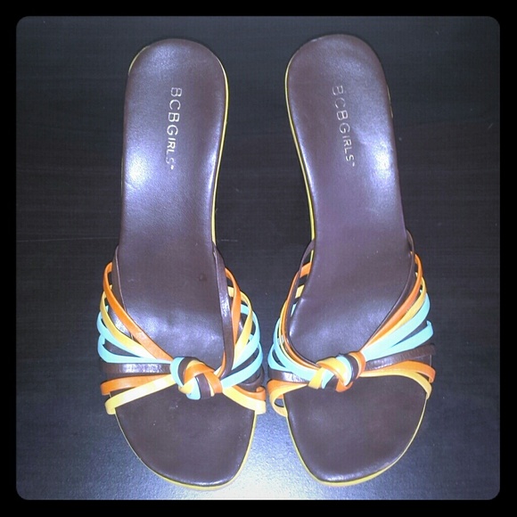 Colorful BCBGirls wedge heels sz 9