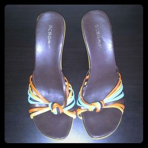 Colorful BCBGirls wedge heels sz 9