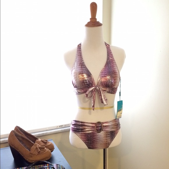 NWT!purple snake skin print bikini