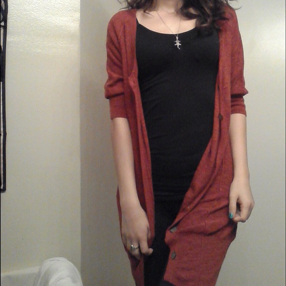 Long Orange Cardigan Small