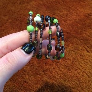 Green and brown slinky bracelet