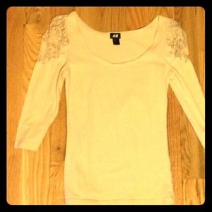 Pale Pink Lace Shoulder top