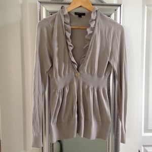 Banana Republic grey ruffle cardigan