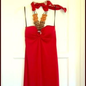Red Maxi Halter Dress