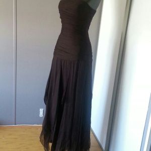 BCBG  MaxAzaria Silk Strapless Chocolate Gown