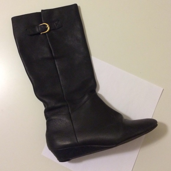 Steve Madden Black Leather Knee High Riding Boot