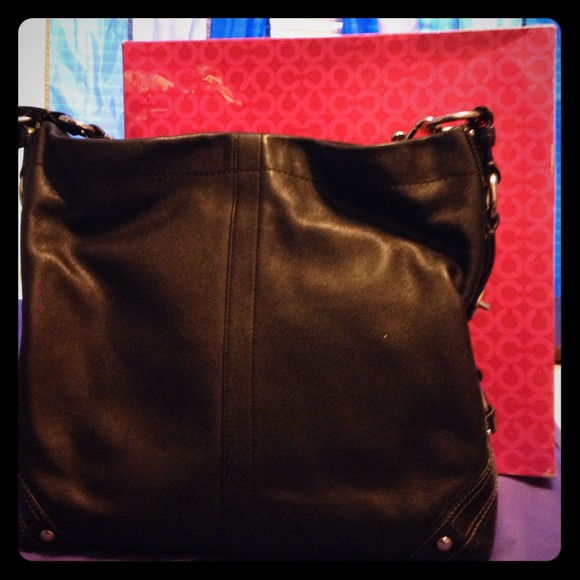 Leather black coach bag