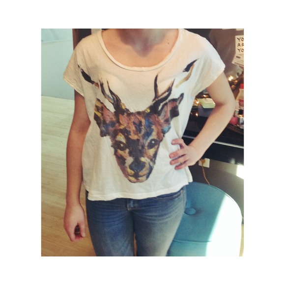 Forever21 Watercolor Deer Boxy Crop Top