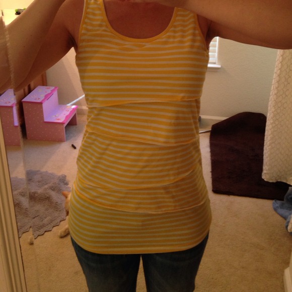 Yellow and white striped layered bandage tank